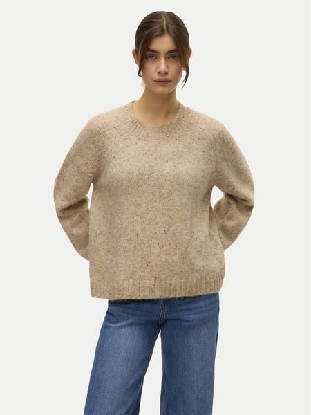 Vero Moda Sweter Ingrid 10331365 Beżowy Regular Fit. Brązowe swetry damskie Vero Moda, xs, bez wzorów, z syntetyku, bez kołnierzyka, bez ramiączek, bez kaptura. Za 179.99 zł.