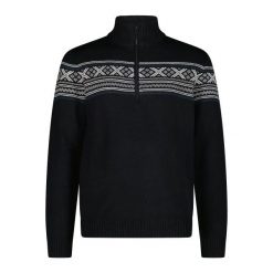 Sweter dzianinowy z zippem CMP Wooltech. Czarne swetry przez głowę męskie CMP, na zimę, m, bez wzorów, z dzianiny, bez kołnierzyka. Za 408.20 zł.