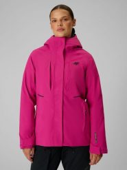 4F Kurtka trekkingowa membrana 10000 damska - różowa L. Czerwone kurtki damskie 4f, l, bez wzorów, bez kaptura. Za 399.99 zł.