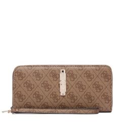 Portfel Guess. Brązowe portfele damskie Guess, z aplikacjami. Za 294.99 zł.
