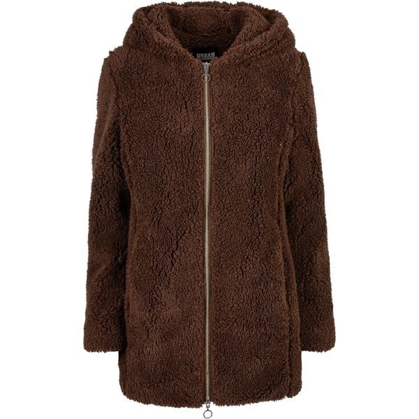 Damski polar sherpa Urban Classics. Brązowe kurtki damskie Urban Classics, na zimę, bez wzorów, z polaru, z kapturem. Za 281.75 zł.