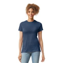 Koszulka Damska CVC. Niebieskie koszulki sportowe damskie Gildan, xl, bez wzorów, bez kołnierzyka, bez ramiączek, trekkingowe. Za 42.99 zł.