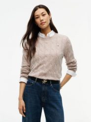 Tommy Hilfiger Sweter z dzianiny Kobiety Wełna brązowy, L. Brązowe swetry damskie Tommy Hilfiger, l, bez wzorów, z dzianiny, eleganckie, bez kołnierzyka, bez ramiączek, bez kaptura. Za 649.95 zł.