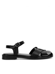 Sergio Bardi Sandały RST-D1079-02SB Czarny. Czarne sandały damskie Sergio Bardi, bez wzorów, ze skóry, bez obcasa, na płaskiej podeszwie, bez zapięcia. Za 229.99 zł.