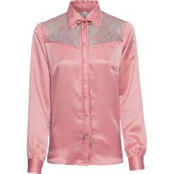 Bluzka satynowa z koronką bonprix dymny jasnoróżowy. Bluzki damskie marki bonprix. Za 37.99 zł.