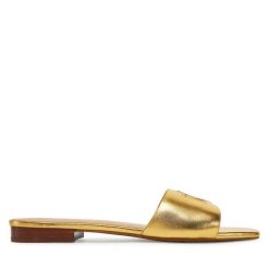 Klapki LAUREN RALPH LAUREN. Żółte klapki damskie Lauren Ralph Lauren, bez wzorów, bez obcasa. Za 389.99 zł.