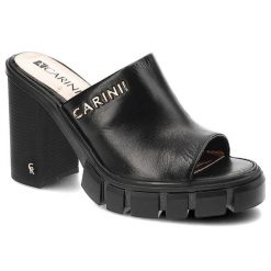 Czarne Klapki Carinii Eleganckie Skórzane Buty. Czarne klapki damskie Carinii, z aplikacjami, ze skóry, biznesowe, bez obcasa, na obcasie. Za 329.00 zł.