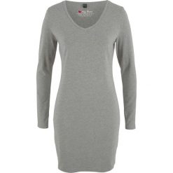 Sukienka shirtowa ze stretchem, długi rękaw bonprix szary melanż. Sukienki damskie marki bonprix. Za 32.99 zł.