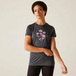 Koszulka turystyczna damska Fingal IX. Szare t-shirty damskie Regatta, bez wzorów, z tkaniny, casualowe, bez kołnierzyka. Za 140.00 zł.