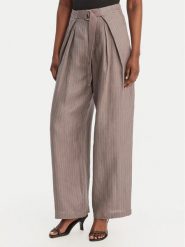 Eleh Spodnie materiałowe SS260028 Szary Oversize. Szare spodnie materiałowe damskie Eleh, bez wzorów, ze lnu. Za 935.99 zł.