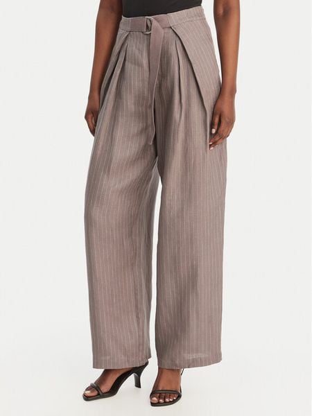 Eleh Spodnie materiałowe SS260028 Szary Oversize. Szare spodnie materiałowe damskie Eleh, bez wzorów, ze lnu. Za 583.99 zł.