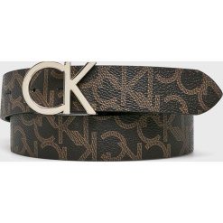Calvin Klein - Pasek. Szare paski damskie Calvin Klein, w paski, ze skóry ekologicznej. Za 229.90 zł.