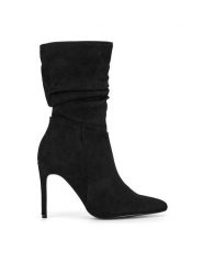 DeeZee Botki WYL3588-5 Czarny. Czarne botki damskie DeeZee, z materiału, bez obcasa, na szpilce, bez zapięcia. Za 199.99 zł.