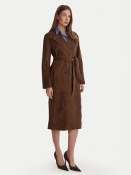 Marella Płaszcz przejściowy Oblare 2613441091 Brązowy Regular Fit. Brązowe płaszcze damskie Marella, bez wzorów, ze skóry, bez kaptura. Za 2,519.00 zł.