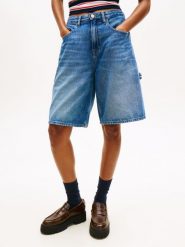 Tommy Jeans dżinsowe szorty bermudy Kobiety Bawełna niebieski, 30. Niebieskie szorty damskie Tommy Jeans, bez wzorów, z bawełny. Za 329.95 zł.