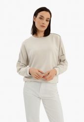 Luźna bluza z dżetami B-KIM. Brązowe bluzy damskie Volcano, m, bez wzorów, z elastanu, bez kaptura. Za 149.99 zł.
