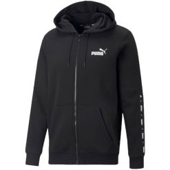 Męska Bluza Z Kapturem ESS+ Tape Full Zip. Czarne bluzy męskie Puma, m, bez wzorów, z kapturem. Za 364.99 zł.
