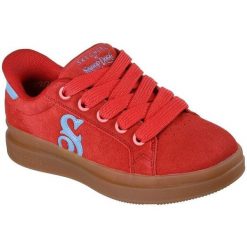 Buty sportowe damskie Skechers Courtside cali Girlz. Czerwone obuwie sportowe damskie Skechers, bez wzorów, z materiału. Za 349.99 zł.