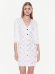 Blugirl Blumarine Sukienka dzianinowa RA3105-MA18F Biały Slim Fit. Białe sukienki damskie Blugirl Blumarine, xs, bez wzorów, z dzianiny, bez kołnierzyka, bez ramiączek. Za 1,429.00 zł.