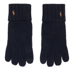 Rękawiczki Polo Ralph Lauren. Niebieskie rękawiczki męskie Polo Ralph Lauren, bez wzorów, z dzianiny. Za 419.99 zł.