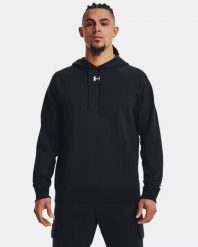 Under Armour UA RIVAL FLEECE HOODIE Bluza męska z kapturem. Czarne bluzy męskie Under Armour, m, bez wzorów, z dzianiny, z kapturem. Za 149.99 zł.