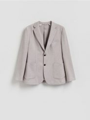 Marynarka slim fit z dodatkiem wiskozy - bordowy. Czerwone marynarki męskie Reserved, bez wzorów, z dzianiny, sportowe. Za 199.99 zł.