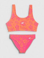 4F Kostium kąpielowy dwuczęściowy dziewczęcy - różowy 158/164 (12-14 lat). Czerwone stroje kąpielowe dla dziewczynek 4f, bez wzorów. Za 89.99 zł.