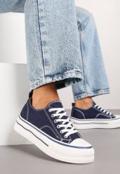 Granatowe Casualowe Trampki na Niskiej Platformie Natirinne. Niebieskie trampki i tenisówki damskie Renee, bez wzorów, z jeansu, eleganckie, bez zapięcia. Za 69.99 zł.