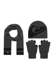 Quiksilver Zestaw czapka, szalik i rękawiczki CWBEO-QS-SM346-001-AW26 Szary ciemny. Szare rękawiczki męskie Quiksilver, bez wzorów. Za 139.99 zł.