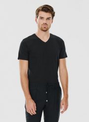 PAKO LORENTE – Czarny gładki t-shirt v-neck. Czarne t-shirty męskie Pako Lorente, xxl, bez wzorów, z bawełny, bez kołnierzyka. Za 69.99 zł.