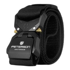 Pasek parciany z klamrą QR Peterson PTN PAR2 czarny. Czarne paski damskie Peterson, bez wzorów, z jeansu. Za 43.99 zł.