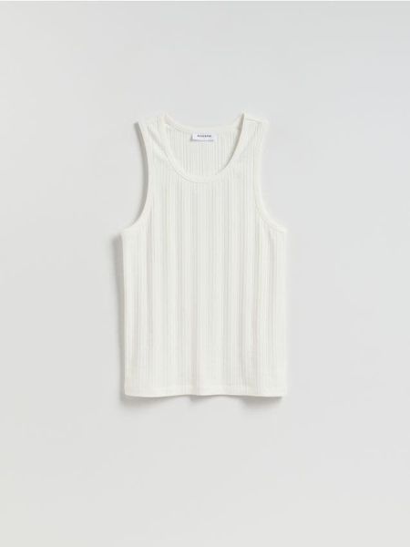 Strukturalny tank top - wielobarwny. T-shirty męskie Reserved, l, bez wzorów, z bawełny, bez kołnierzyka. W wyprzedaży za 35.99 zł.