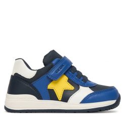 Sneakersy Geox. Niebieskie trampki i tenisówki chłopięce Geox, bez wzorów, bez zapięcia. Za 209.99 zł.
