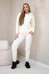 Komplet sweterkowy Bluza + Spodnie jasny beżowy. Brązowe bluzy damskie KESI, l, bez wzorów, z poliesteru, bez kaptura. Za 317.83 zł.