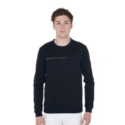 Bluza jeździecka z okrągłym dekoltem Equestro Interlock. Niebieskie bluzy sportowe męskie EQUESTRO, m, bez wzorów, z dresówki, bez kaptura, na fitness i siłownię. Za 134.90 zł.