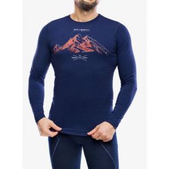 Bluza termoaktywna męska Brubeck Outdoor Wool Pro Longshirt. Niebieskie bluzy męskie Brubeck, m, bez wzorów, bez kaptura, narciarskie. Za 193.99 zł.