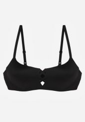 Czarny Biustonosz o Gładkim Wykończeniu z Imitacją Wiązania Azisene. Czarne biustonosze Renee, bez wzorów, z koronki. Za 59.99 zł.