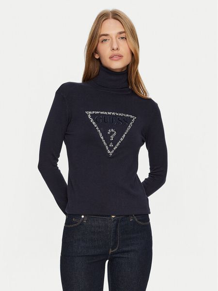 Guess Golf W4BR03 Z2NQ2 Granatowy Regular Fit. Niebieskie swetry damskie Guess, xs, z aplikacjami, z wiskozy, bez kołnierzyka, bez ramiączek, bez kaptura. Za 199.99 zł.