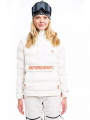 Kurtka narciarska damska Fundango Everett Padded. Białe kurtki snowboardowe damskie Fundango, m, bez wzorów, z materiału, długie, z kapturem, narciarskie. Za 399.00 zł.