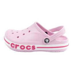 Chodaki Crocs Bayaband Clog 207019-6TG różowe. Czerwone klapki damskie bez wzorów, z gumy, casualowe, bez obcasa. Za 295.24 zł.
