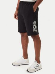 EA7 Emporio Armani Szorty sportowe 7M001329 AF17787 Czarny Regular Fit. Czarne krótkie spodenki sportowe męskie EA7 Emporio Armani, m, bez wzorów, z bawełny. Za 479.99 zł.