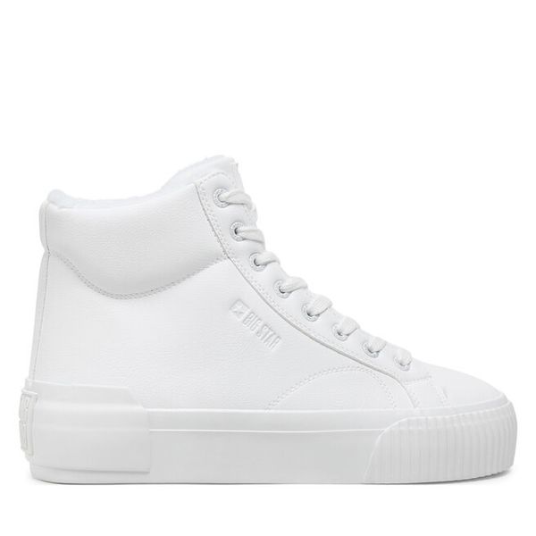 Trzewiki Big Star Shoes. Białe botki damskie BIG STAR SHOES, retro, bez obcasa, na płaskiej podeszwie, bez zapięcia. Za 199.99 zł.