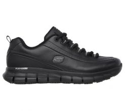 Buty sportowe damskie Skechers Sure Track Trickel sneakersy skórzane czarne. Czarne obuwie sportowe damskie Skechers, bez wzorów, trekkingowe. Za 319.00 zł.