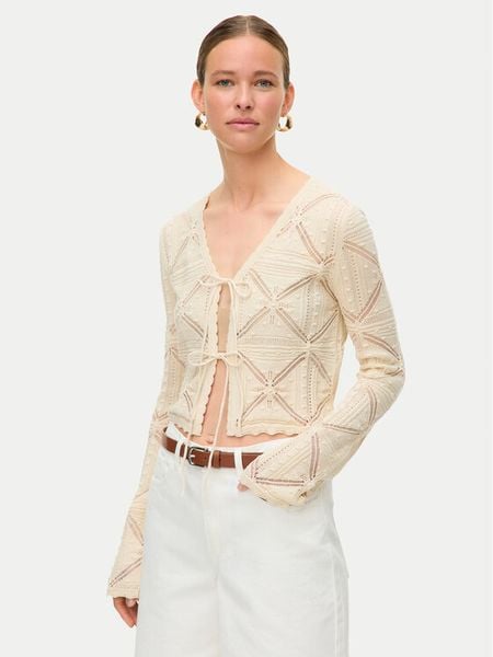 Vero Moda Kardigan Lola 10337188 Beżowy Regular Fit. Brązowe kardigany damskie Vero Moda, m, bez wzorów, z bawełny, bez kołnierzyka, bez ramiączek, bez kaptura. Za 85.99 zł.