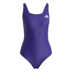 Kostium kąpielowy jednoczęściowy z V-kształtnym plecami dla kobiet adidas. Fioletowe kostiumy jednoczęściowe damskie Adidas, bez wzorów, z materiału, eleganckie, na fitness i siłownię. Za 102.99 zł.