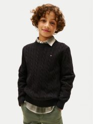 Tommy Hilfiger Sweter KB0KB09753 Czarny Regular Fit. Czarne swetry dla chłopców Tommy Hilfiger, bez wzorów, z bawełny, bez kołnierzyka, bez kaptura. Za 349.99 zł.