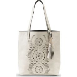 Torba shopper z wycinanym laserowo wzorem bonprix beżowy. Brązowe torebki shopper damskie marki bonprix. Za 49.99 zł.