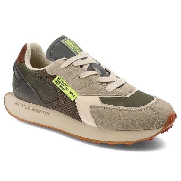 Zielone Sneakersy Big Star Modne Obuwie Męskie. Szare półbuty na co dzień męskie Big Star, z gumy, klasyczne, bez zapięcia. Za 229.99 zł.