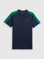 4F Koszulka polo regular męska - granatowa 3XL. Niebieskie koszulki polo męskie 4f, m, bez wzorów, z bawełny, klasyczne, bez ramiączek. Za 119.99 zł.