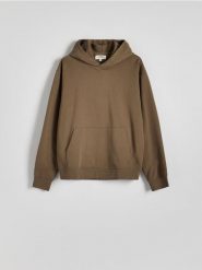 Bawełniana bluza z kapturem - ciemnobrązowy. Brązowe bluzy męskie Reserved, l, bez wzorów, z bawełny, z kapturem. Za 159.99 zł.